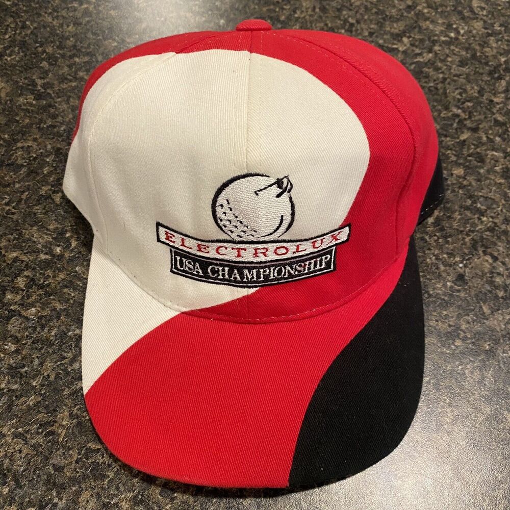 Vintage Outdoor Cap Hat Adjustable Strap Red USA Electrolux Championship Golf